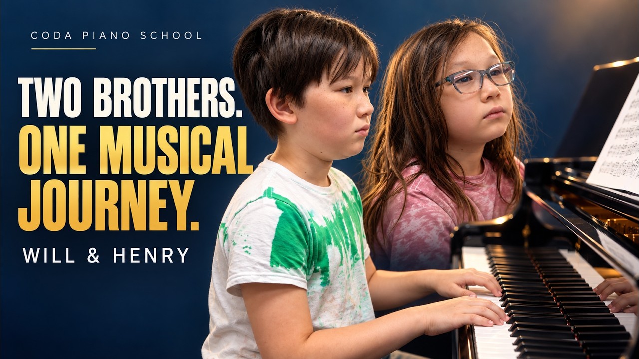 Will and Henry at the piano in their Coda Piano School video